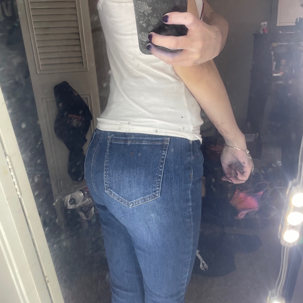 Blue stretchy skinny jeans high waisted